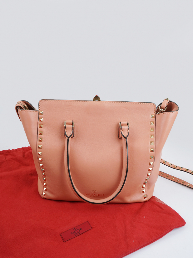 valentino华伦天奴rockstud浅粉色中号手袋