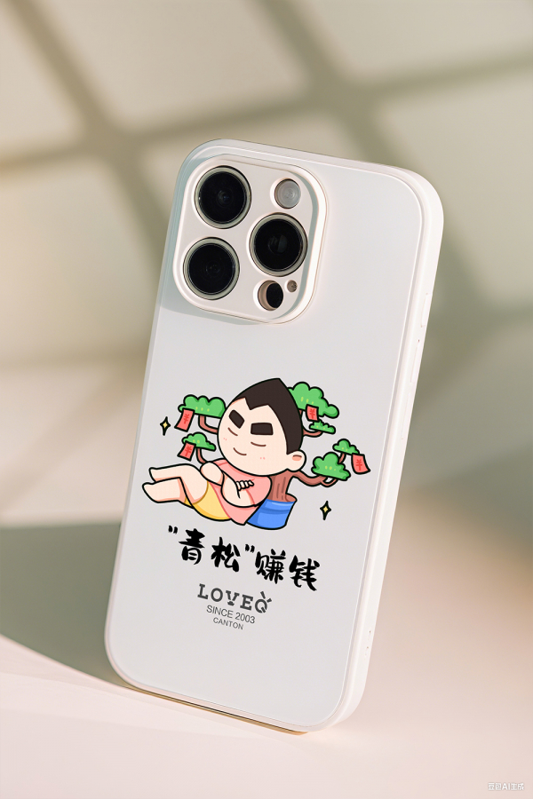 青松赚钱冰感玻璃手机壳
