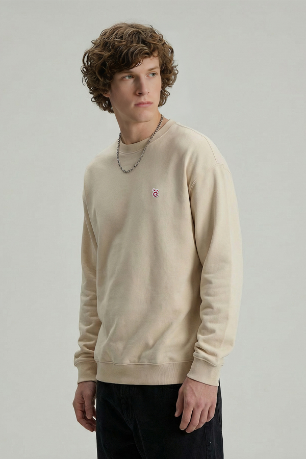 LoveQ圆领卫衣米杏色