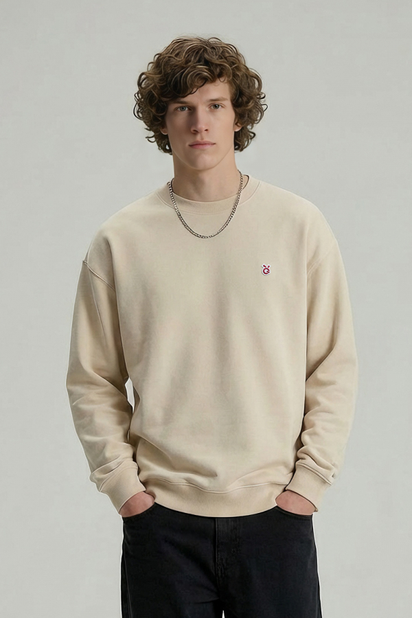 LoveQ圆领卫衣米杏色