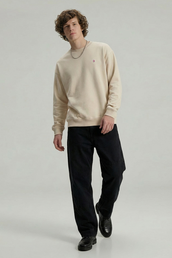 LoveQ圆领卫衣米杏色