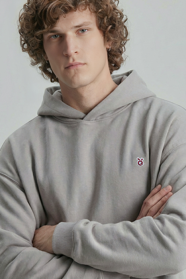 LoveQ连帽卫衣浅灰色