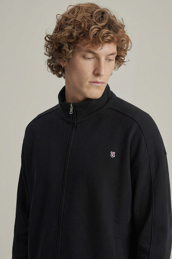 LoveQ双头拉链卫衣黑色