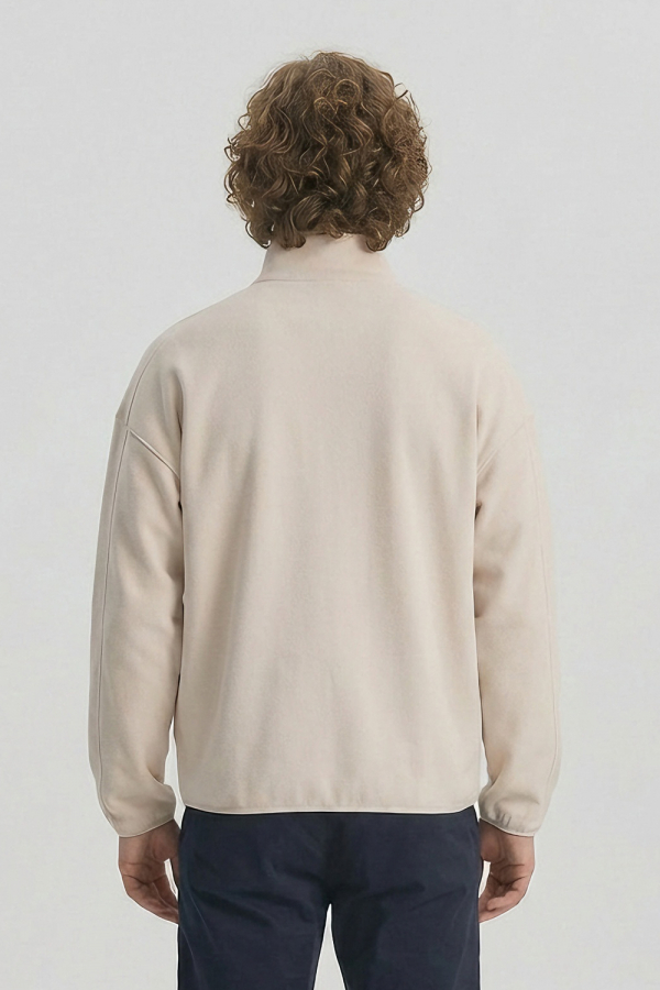 LoveQ双头拉链卫衣米杏色