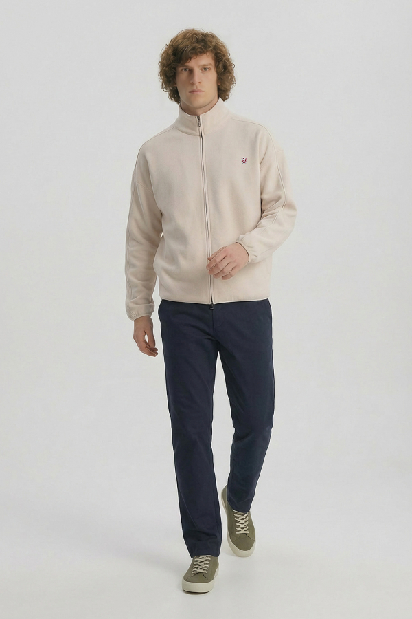 LoveQ双头拉链卫衣米杏色