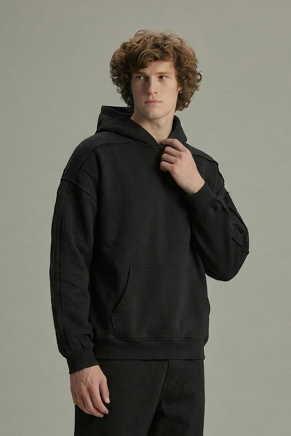 LoveQ散边拼接卫衣黑色