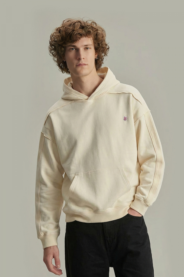 LoveQ散边拼接卫衣米杏色