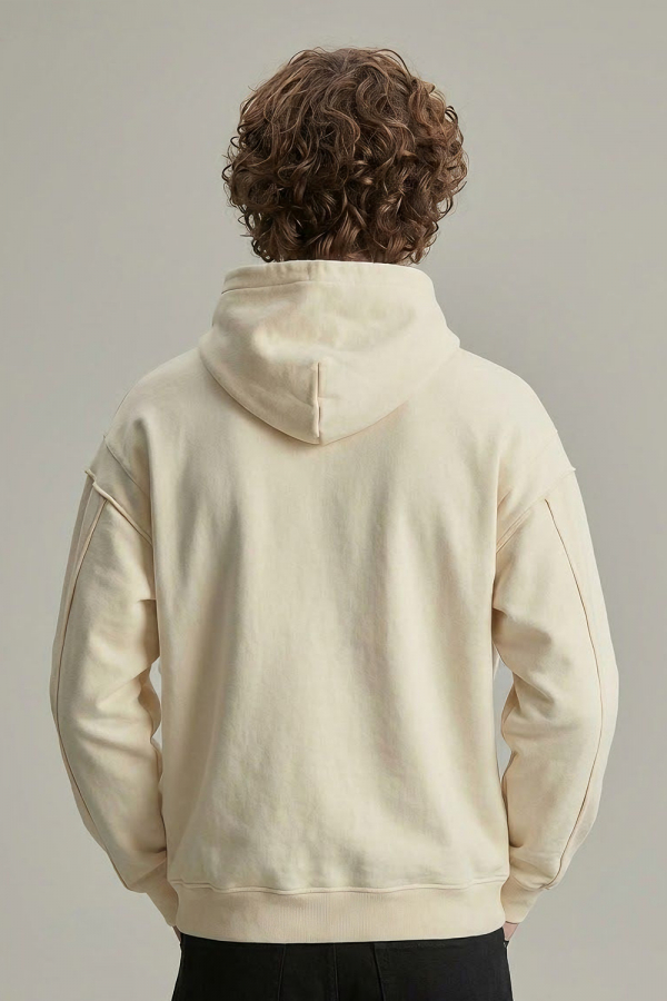 LoveQ散边拼接卫衣米杏色