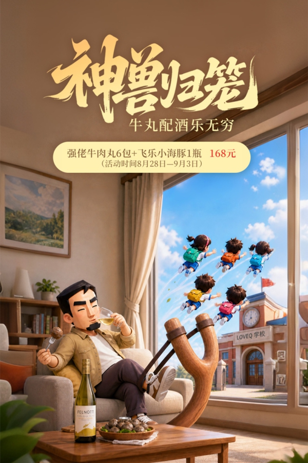 强佬牛肉丸6包+飞乐小海豚1瓶